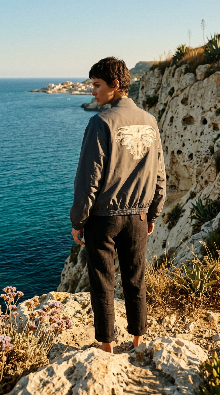 AI product shot of William Blake Art Stand Collar Jacket