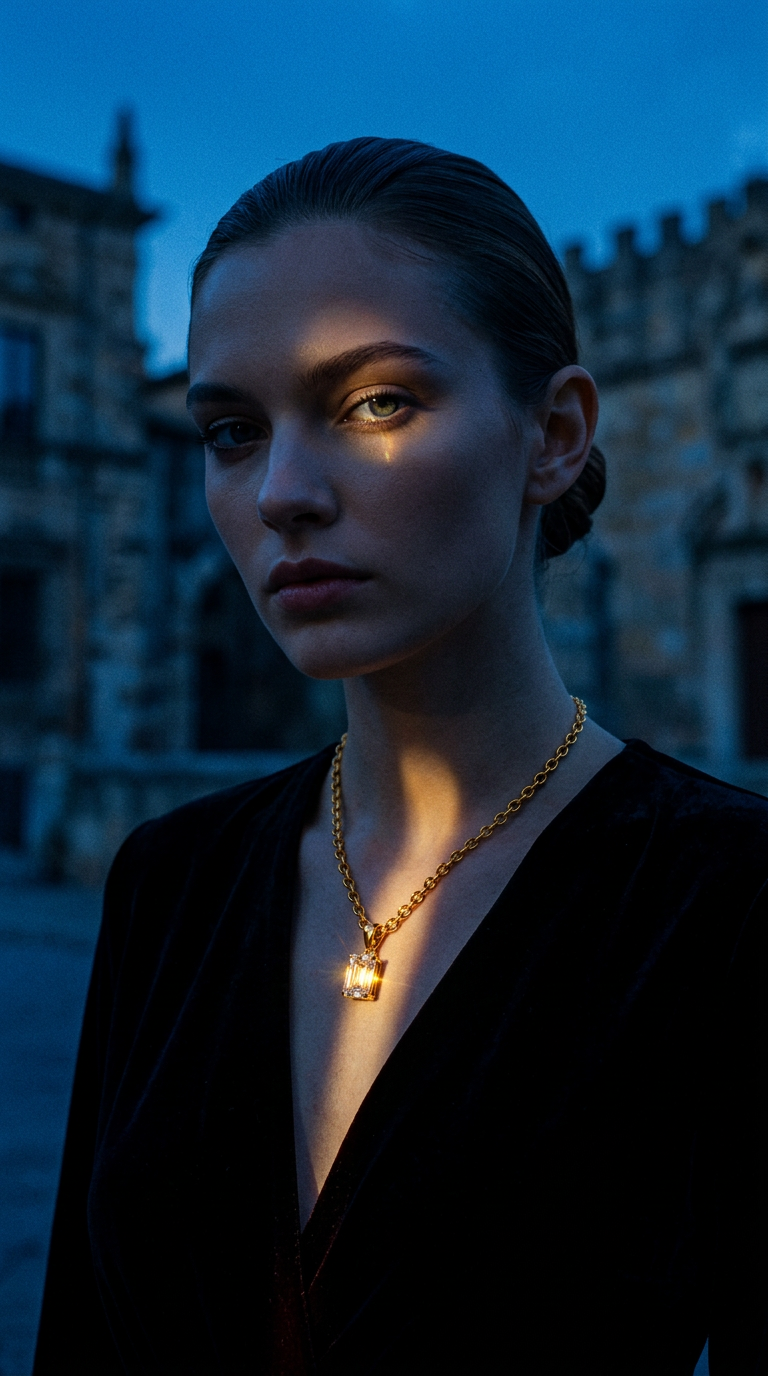 AI product shot of Pendant Emerald Solitaire