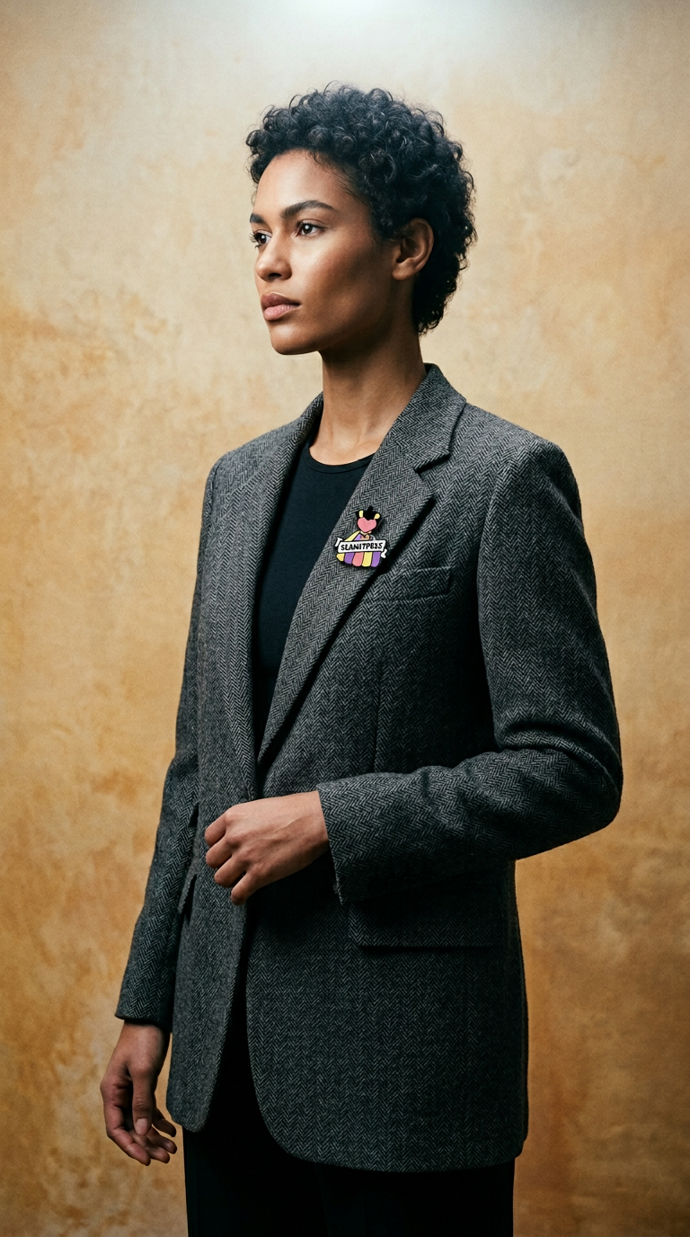 AI product shot of Seamstress Enamel Pin