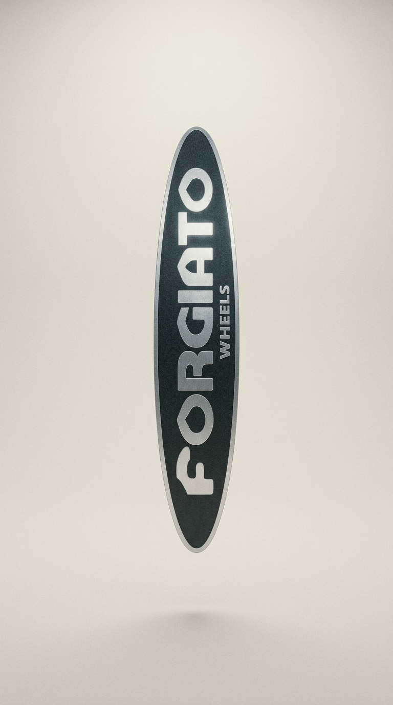 AI product shot of Forgiato Windshield Sticker about 23" wide
