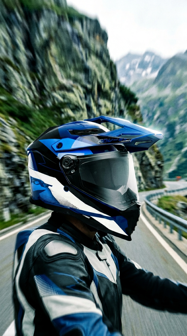AI product shot of ADV-65 GLOSS BLACK / GREY / BLUE