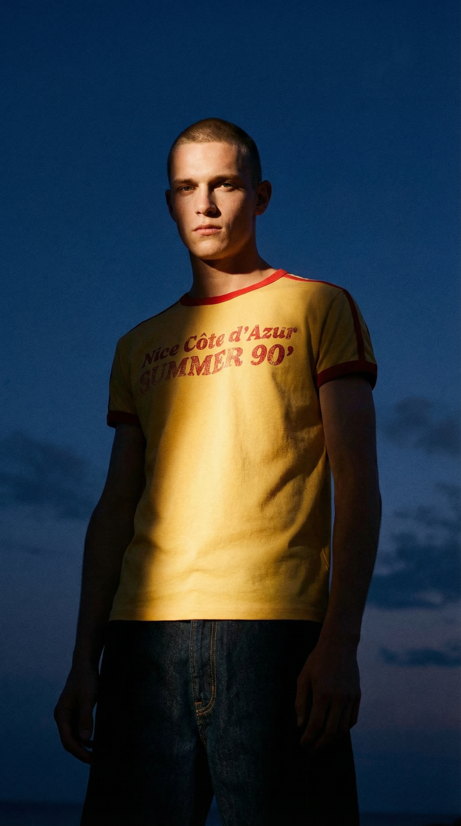 AI product shot of CONTRAST RIB TEXT T-SHIRT