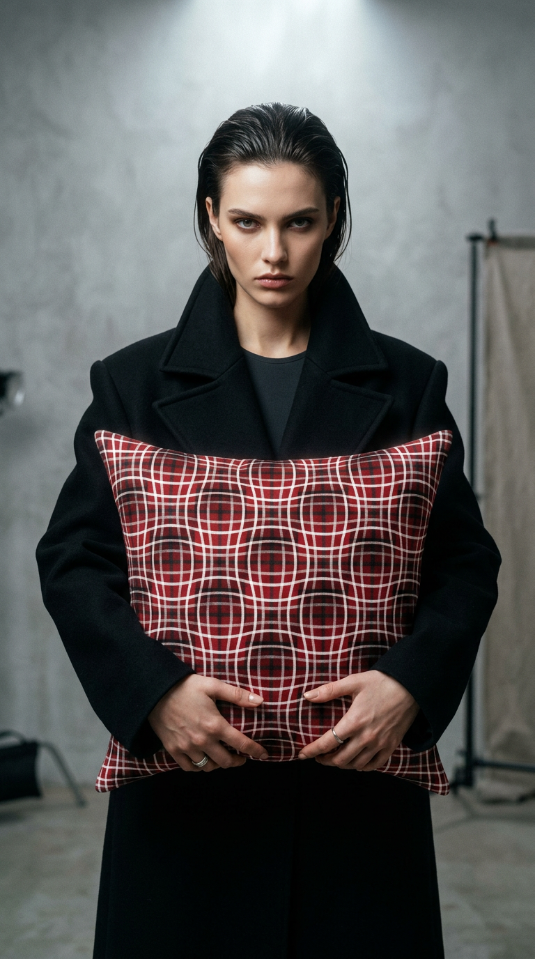 AI product shot of Neutral Signal Seven_ Colorful Geometric Pillow_Cozy Home Decor