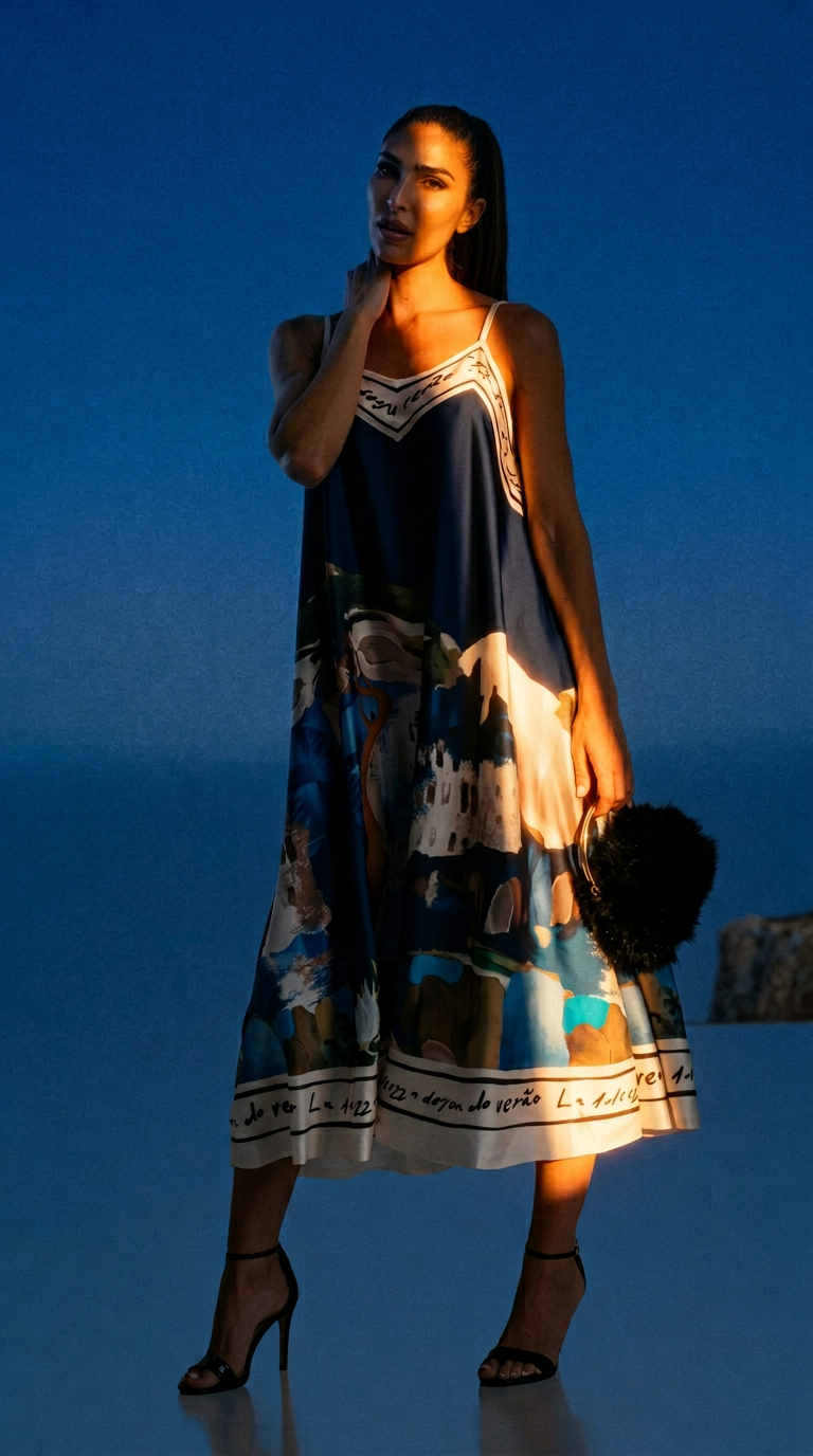 AI product shot of PALERMO DRESS NAVY BLUE