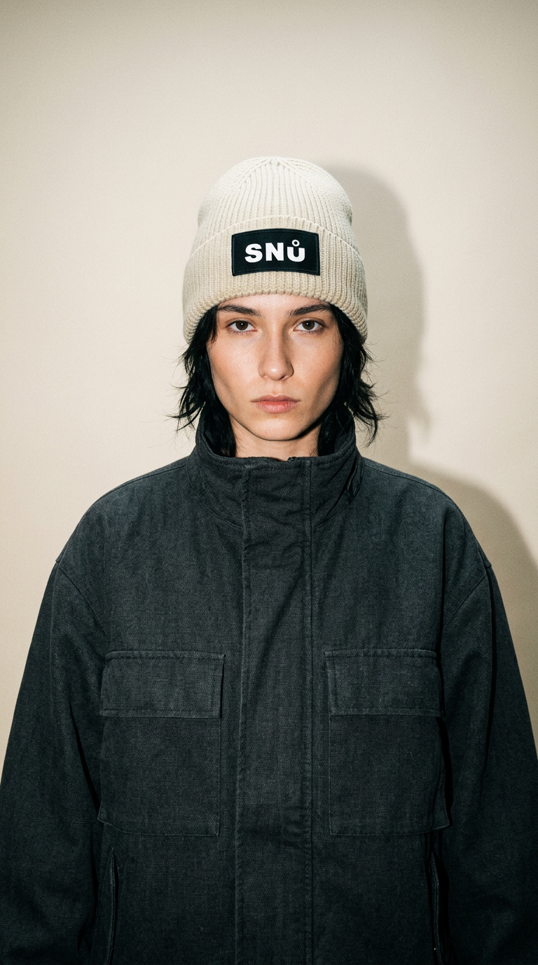 AI product shot of Snu Winter Beanie (Oatmeal)