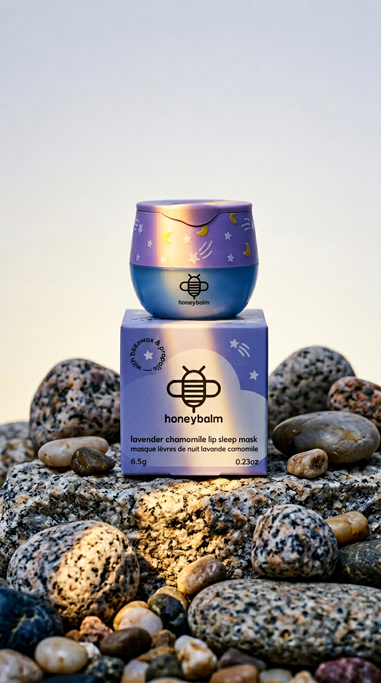 AI product shot of Lavender Chamomile Lip Sleep Mask
