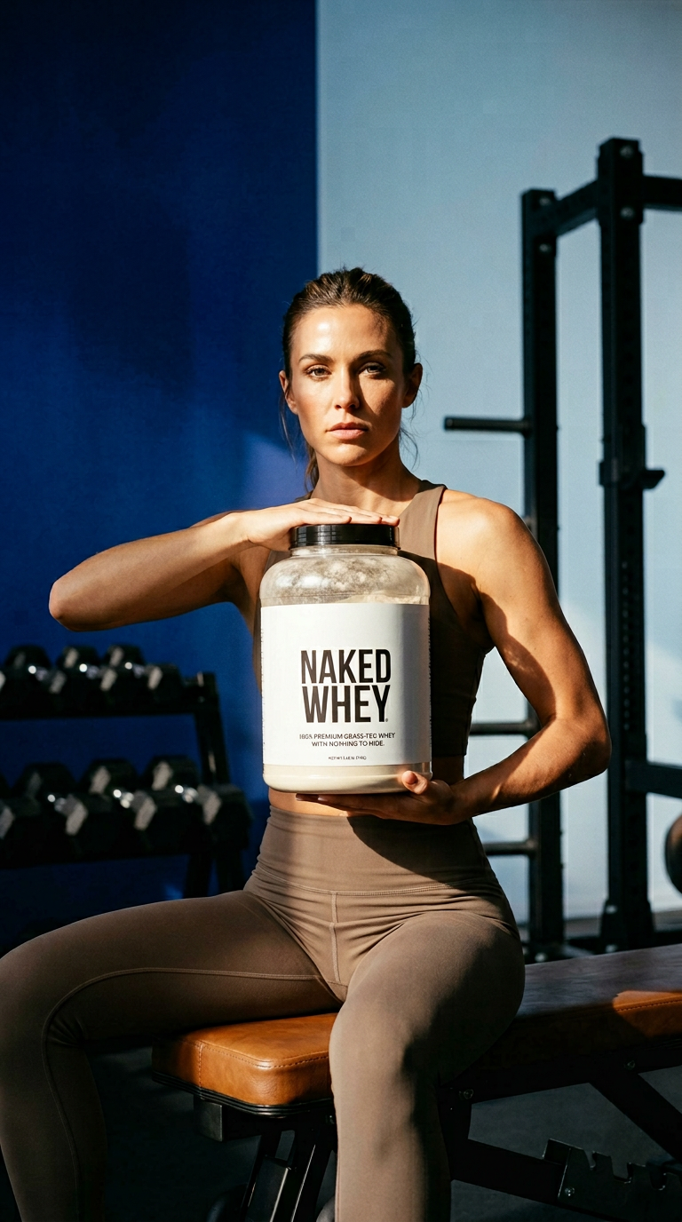 AI product shot of Grass Fed Whey Protein Powder