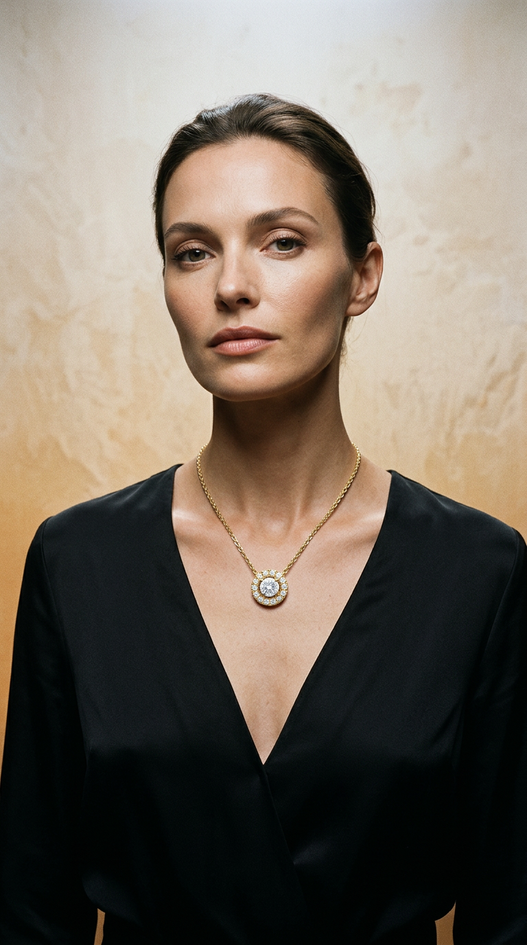 AI product shot of Stor rosette vedhæng 0,50 ct labgrown diamanter - 14 karat guld