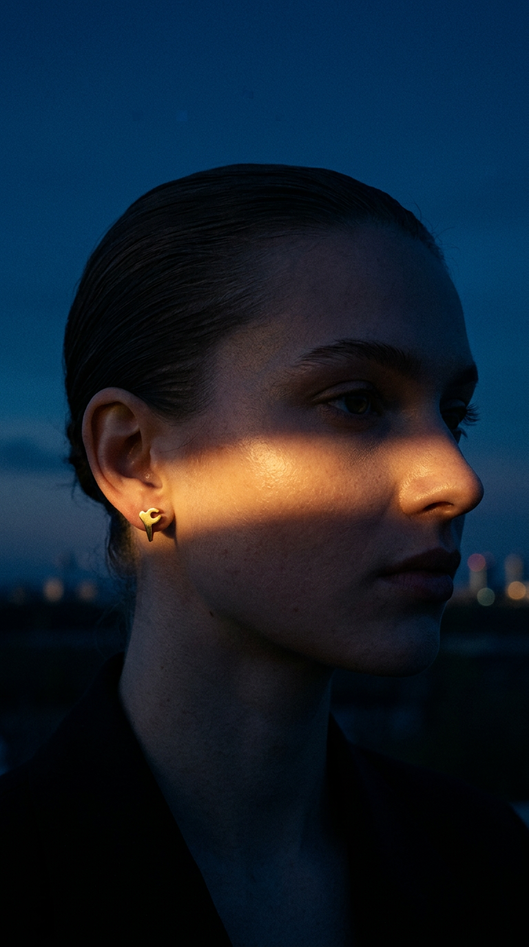 AI product shot of Number 4 Earring in Gold