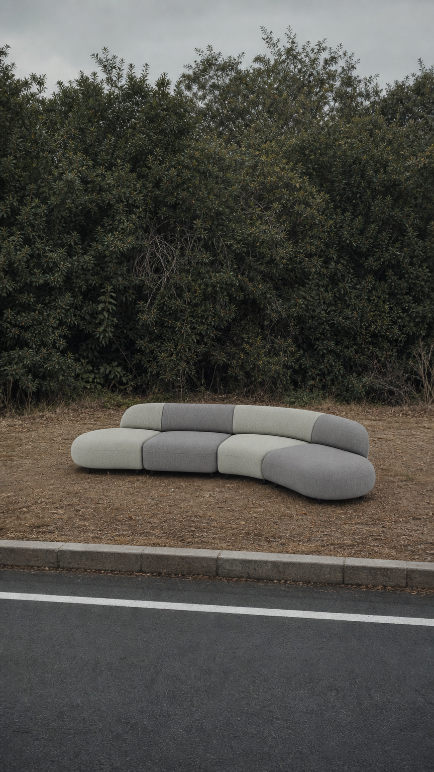 AI product shot of onyx modular sofas