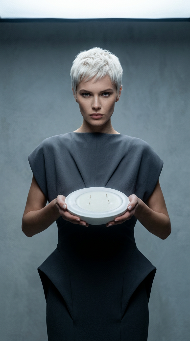 AI product shot of The Stoneform Candle