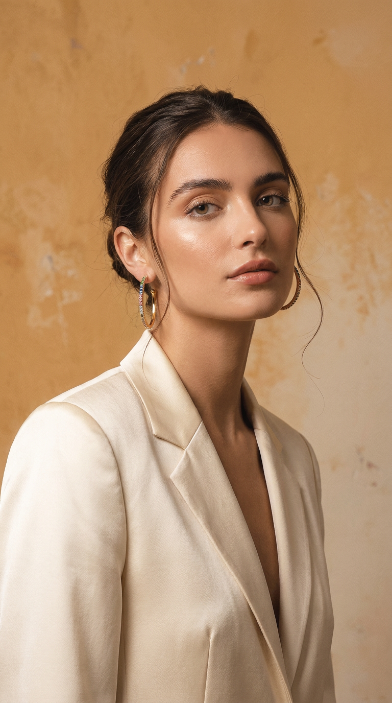 AI product shot of Solenne Rainbow Horizon Hoops