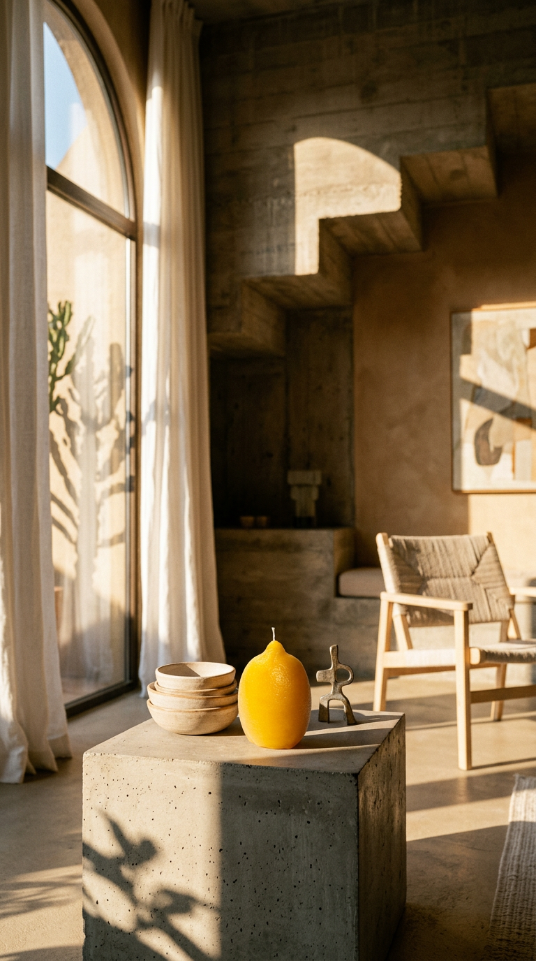 AI product shot of Vertical Lemon Candle