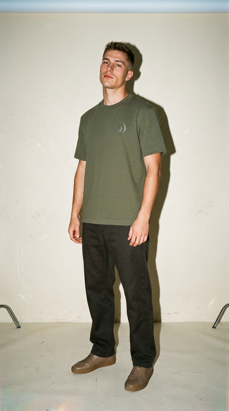 AI product shot of T-shirt oversized 240 - kaki
