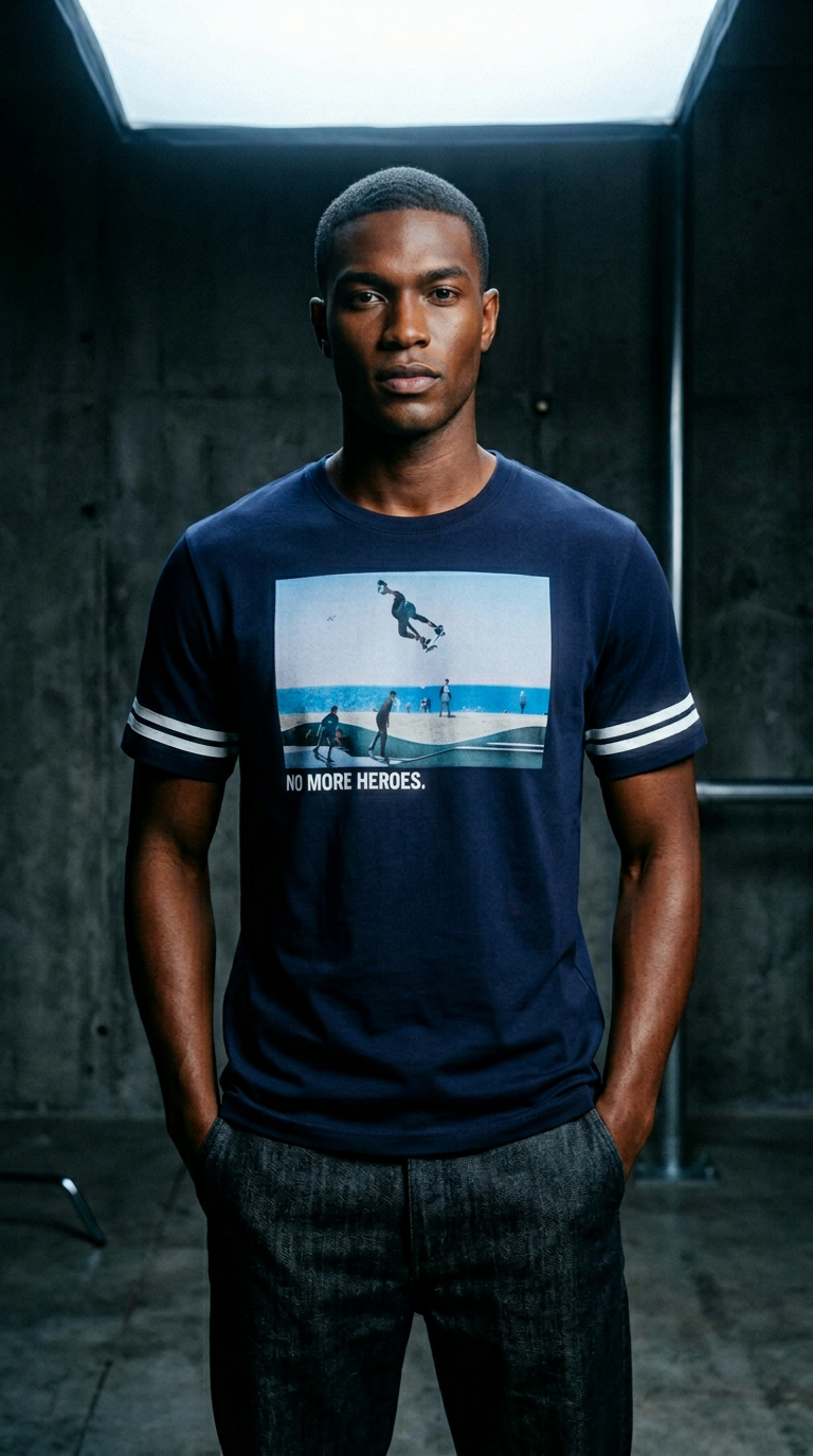 AI product shot of IWYL No More Heroes Tee