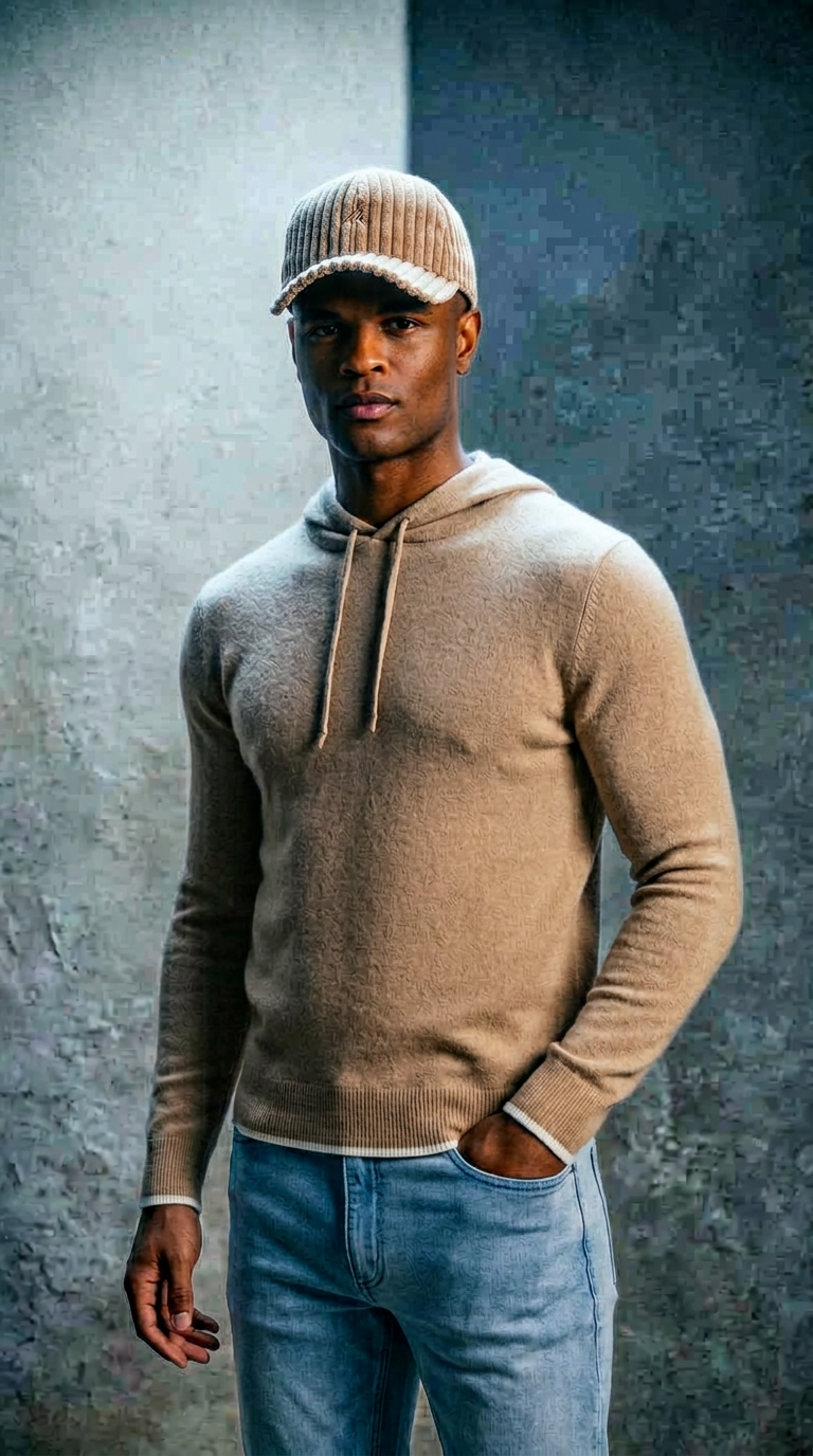 AI product shot of Knit Hoodies