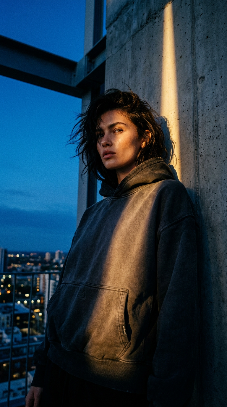 AI product shot of Hoodie Faded Black