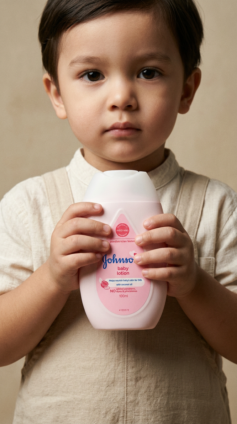 AI product shot of Johnson & Johnson Baby Lotion