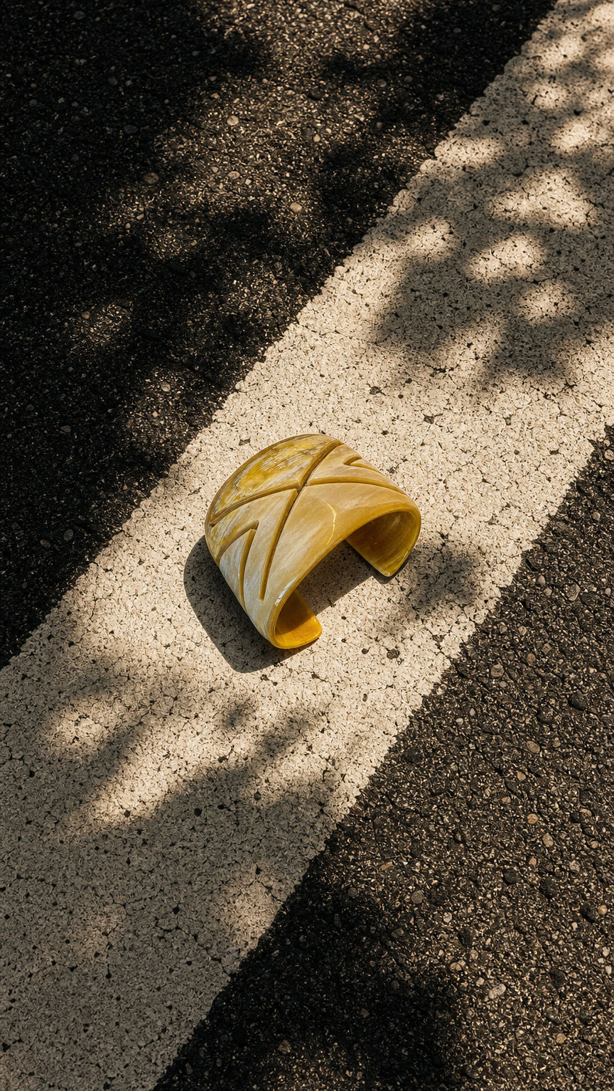 AI product shot of CTB193 Natural Carved Horn Cuff