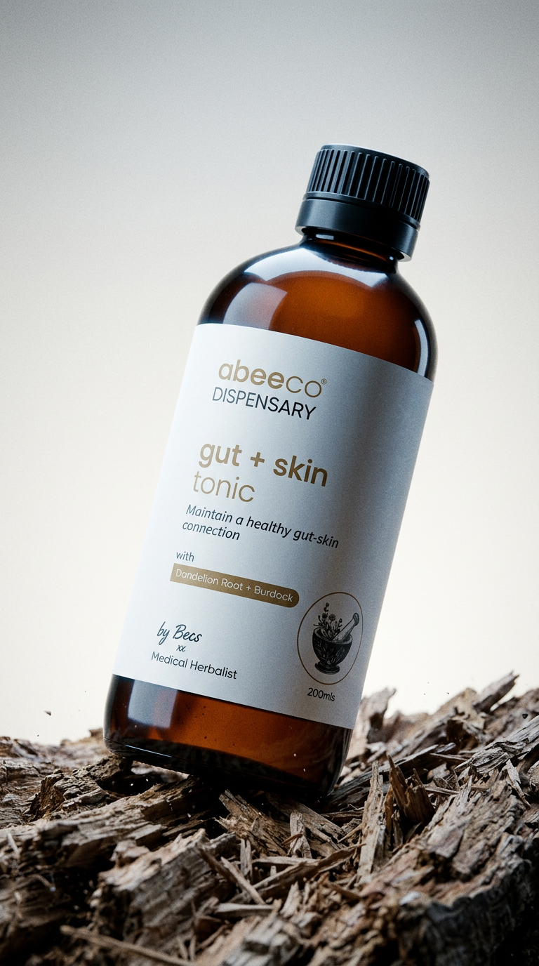 AI product shot of Gut + Skin Tonic