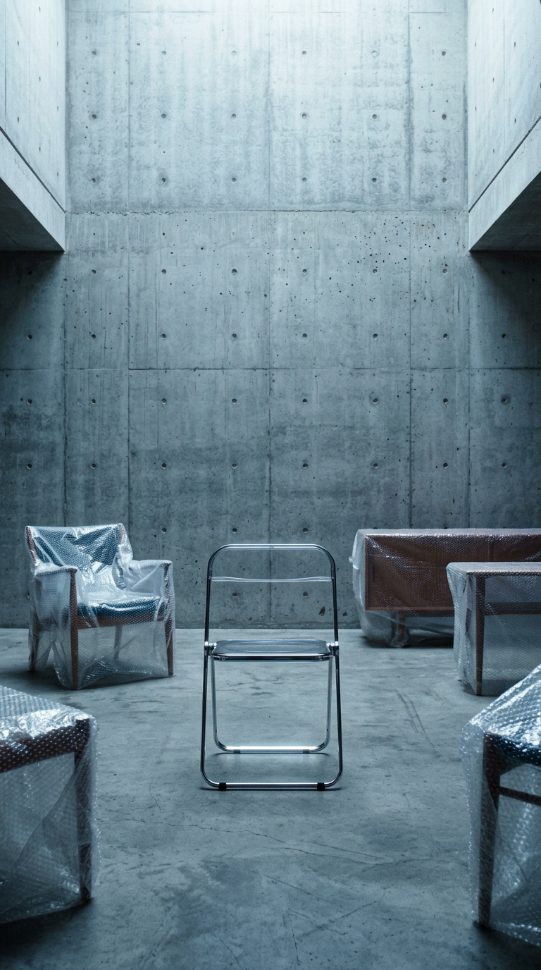AI product shot of Chaise pliante en acier chromé Luma