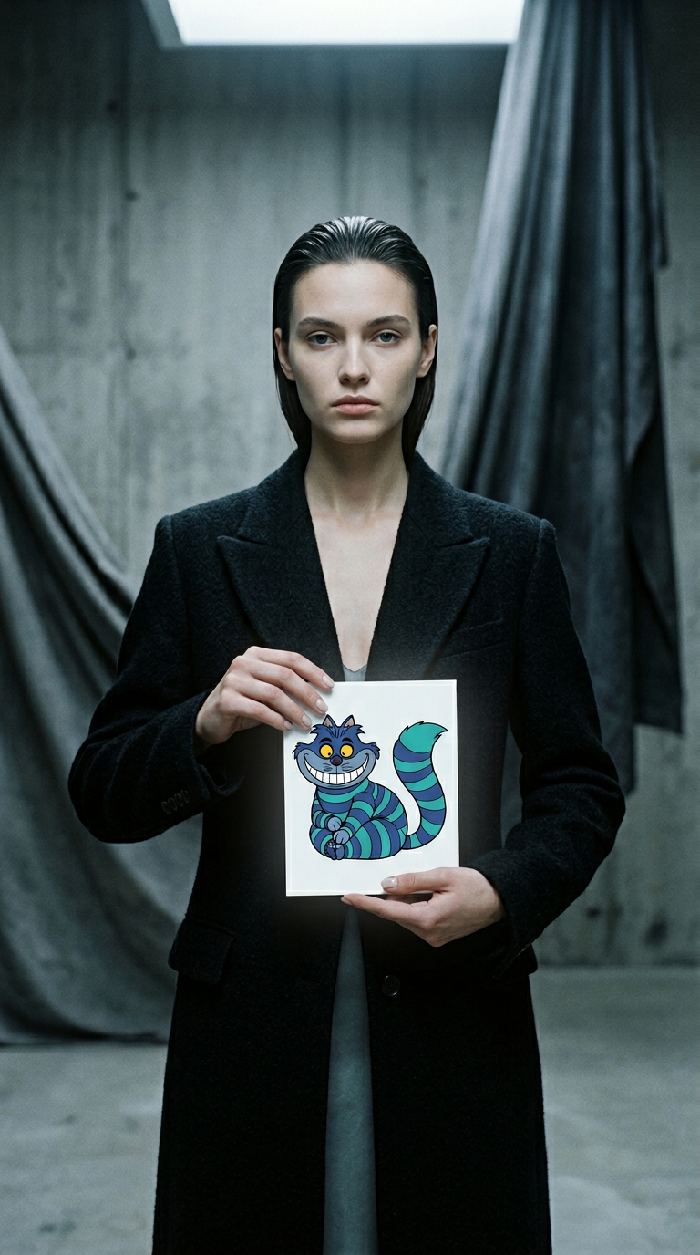 AI product shot of Grinsekatze Cartoon Illustration Disney Alice Im Wunderland