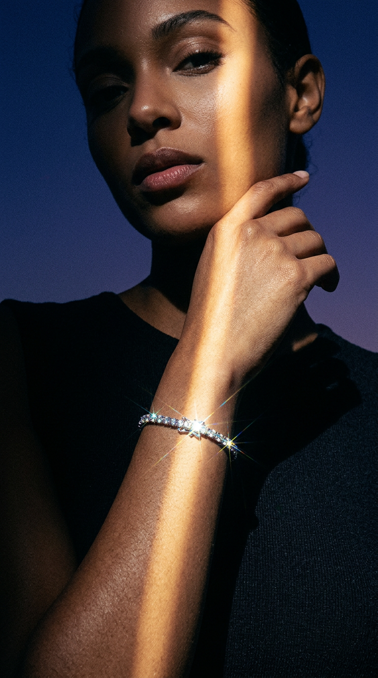 AI product shot of VIREX Vantra Moissanite Tennis Bracelet – 3mm