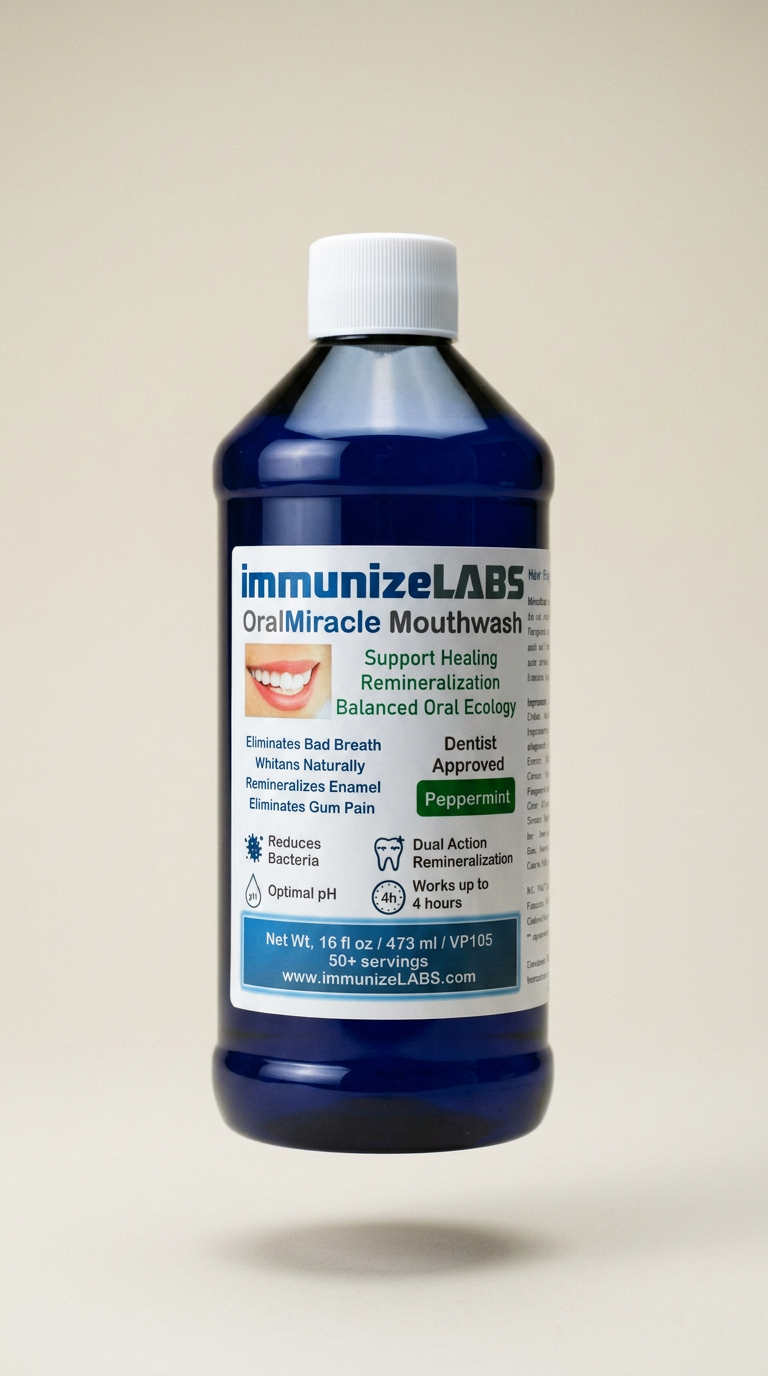 AI product shot of OralMiracle - Nano-Hydroxyapatite Fluoride-Free Rinse