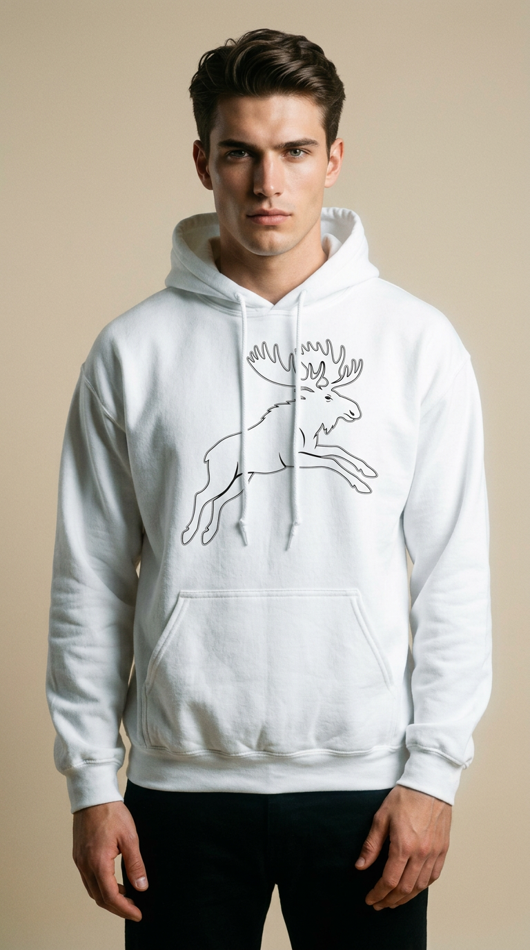 AI product shot of Moose of Norway Hoodie | Cozy Wildlife Sweatshirt | Nature Lover Gift | Unisex Heavy Blend Hooded Top
