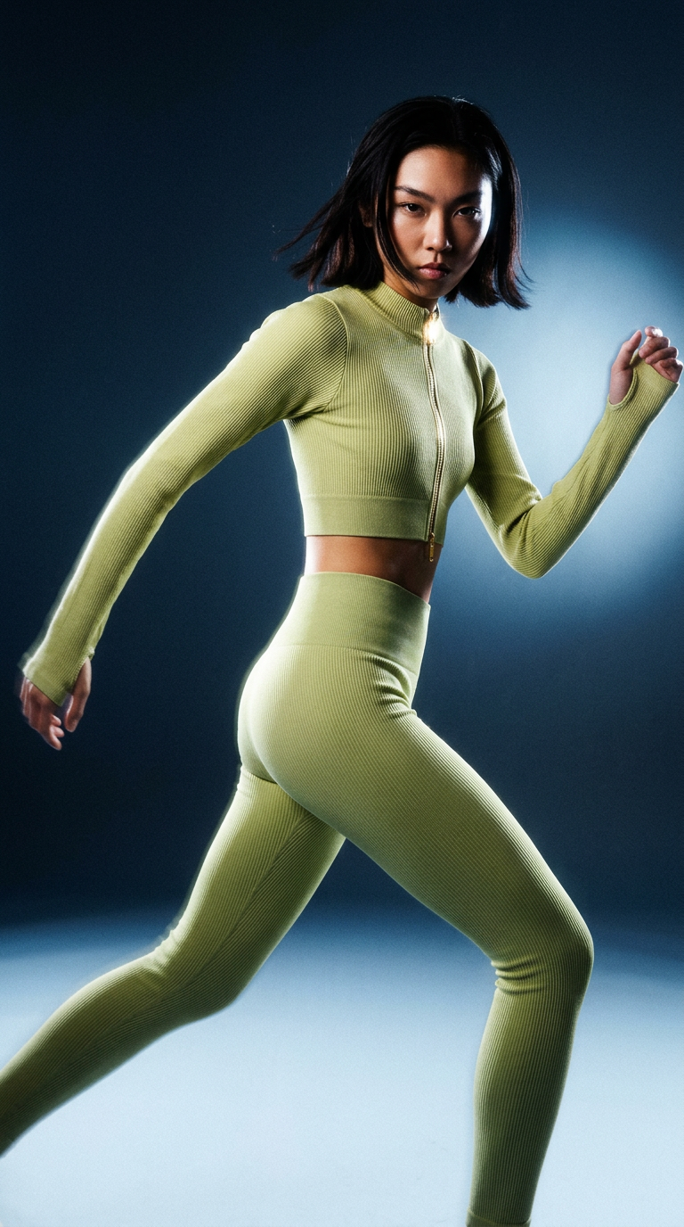 AI product shot of Daisy Ribbed Knit Cropped Track Jacket