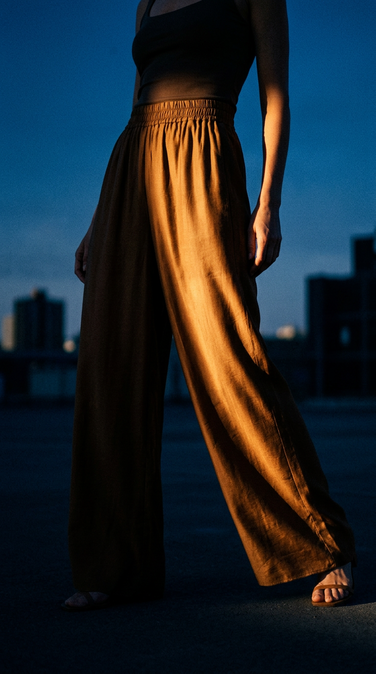 AI product shot of Wide-Leg-Hose aus Lyocell