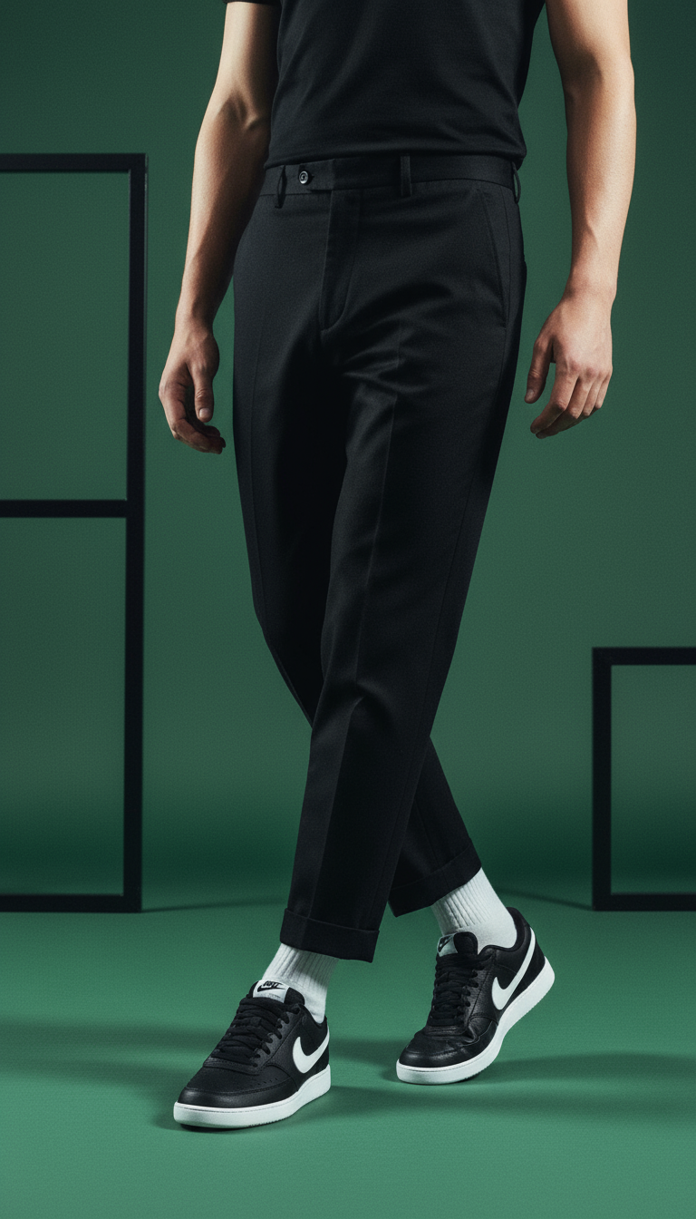 AI product shot of Nike Court Vision Low Next Nature - Black/Black/White