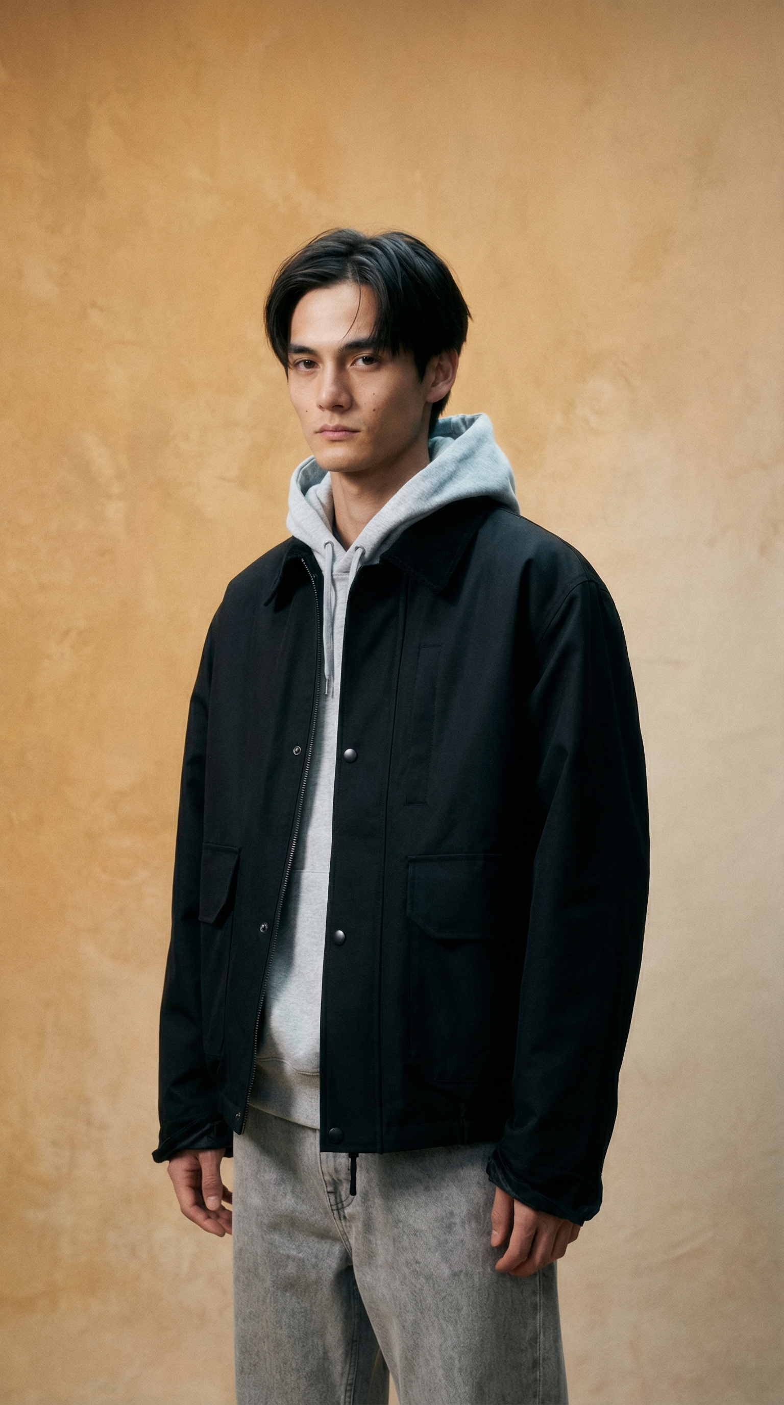 AI product shot of UTILITY SHORT BLOUSON