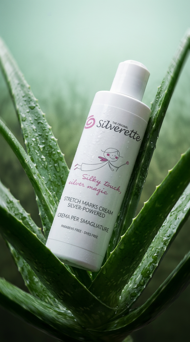 AI product shot of Silverette® Silver-Powered Stretch Marks Cream 200ml – Nourishing Daily Care