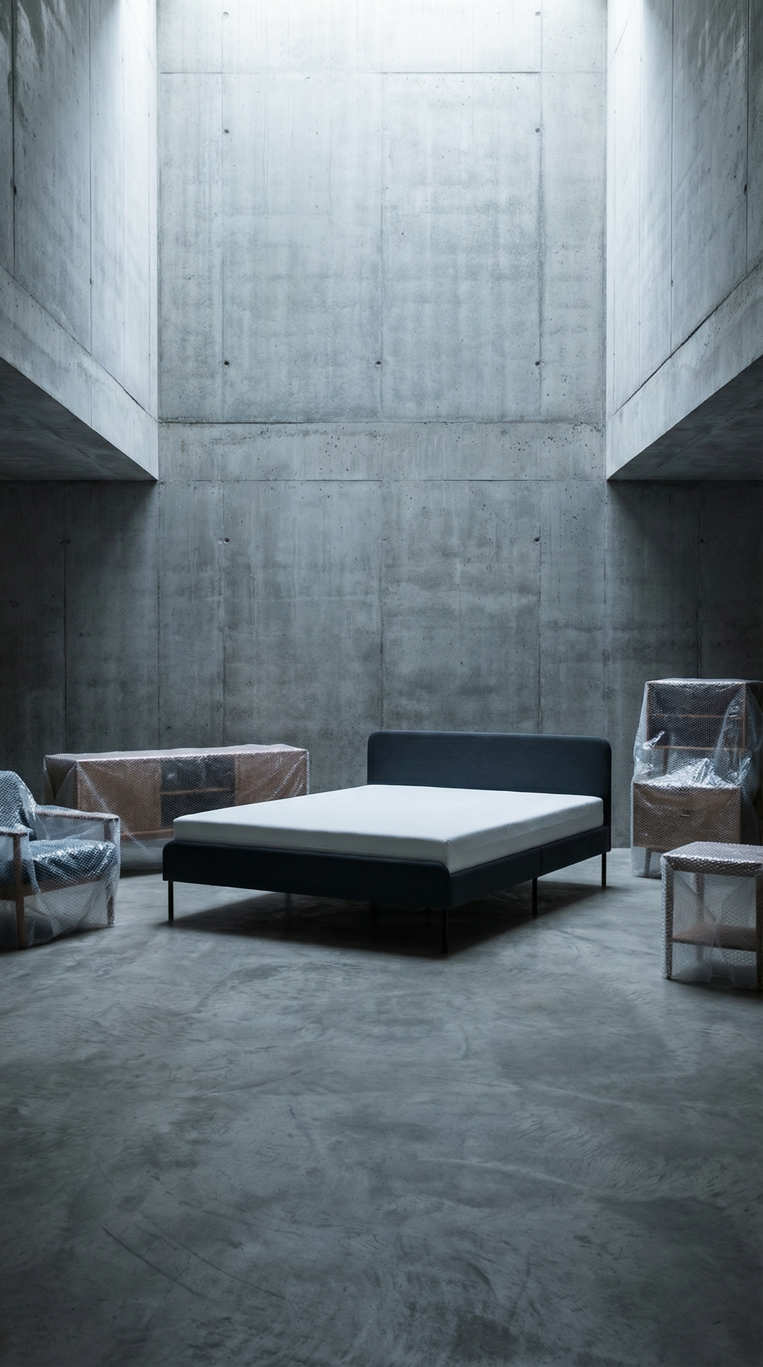 AI product shot of SLATTUM Upholstered bed frame, Vissle dark gray, Queen