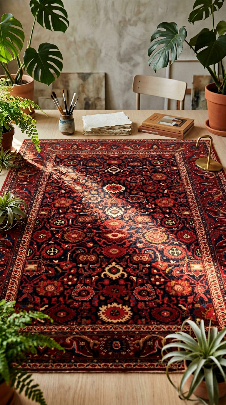 AI product shot of Nanaj Vintage Wool Hand Knotted Persian Rug