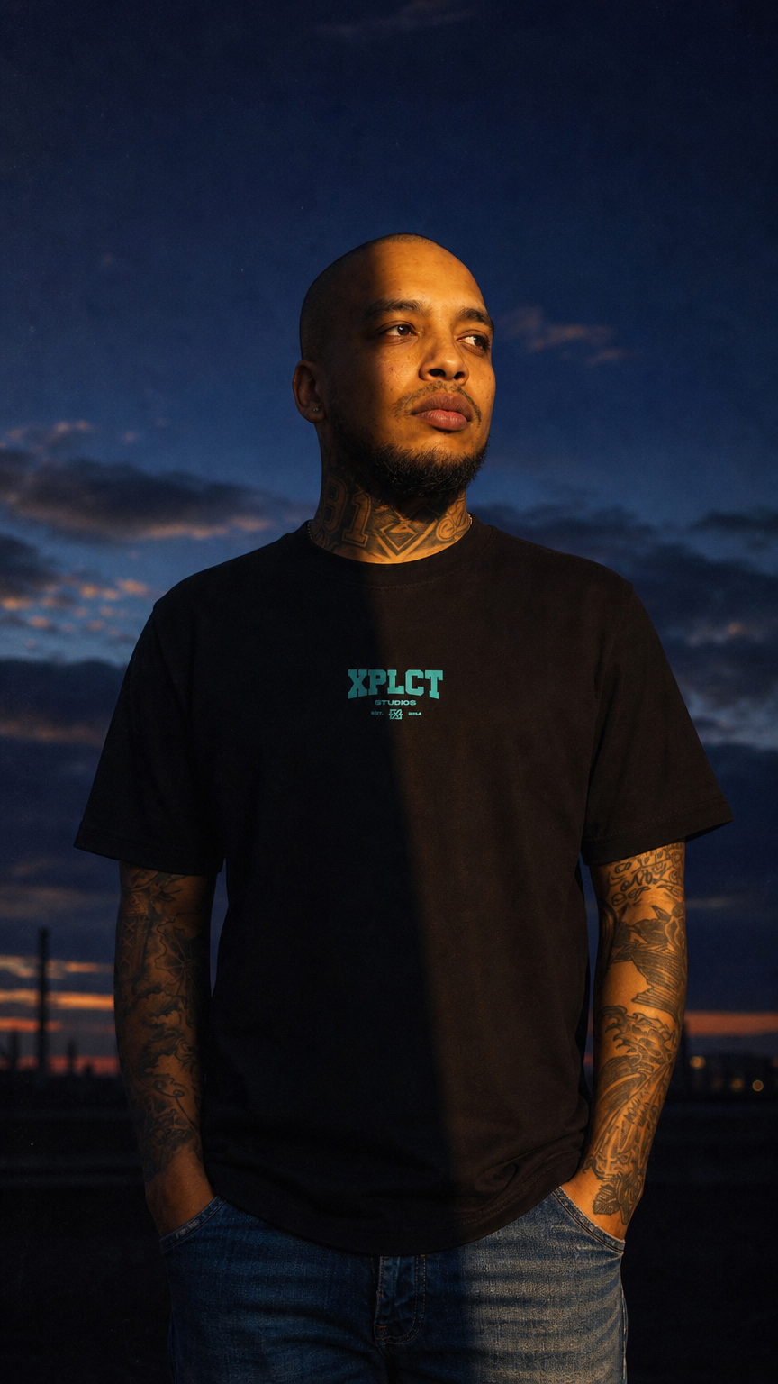 AI product shot of Community tee | Black