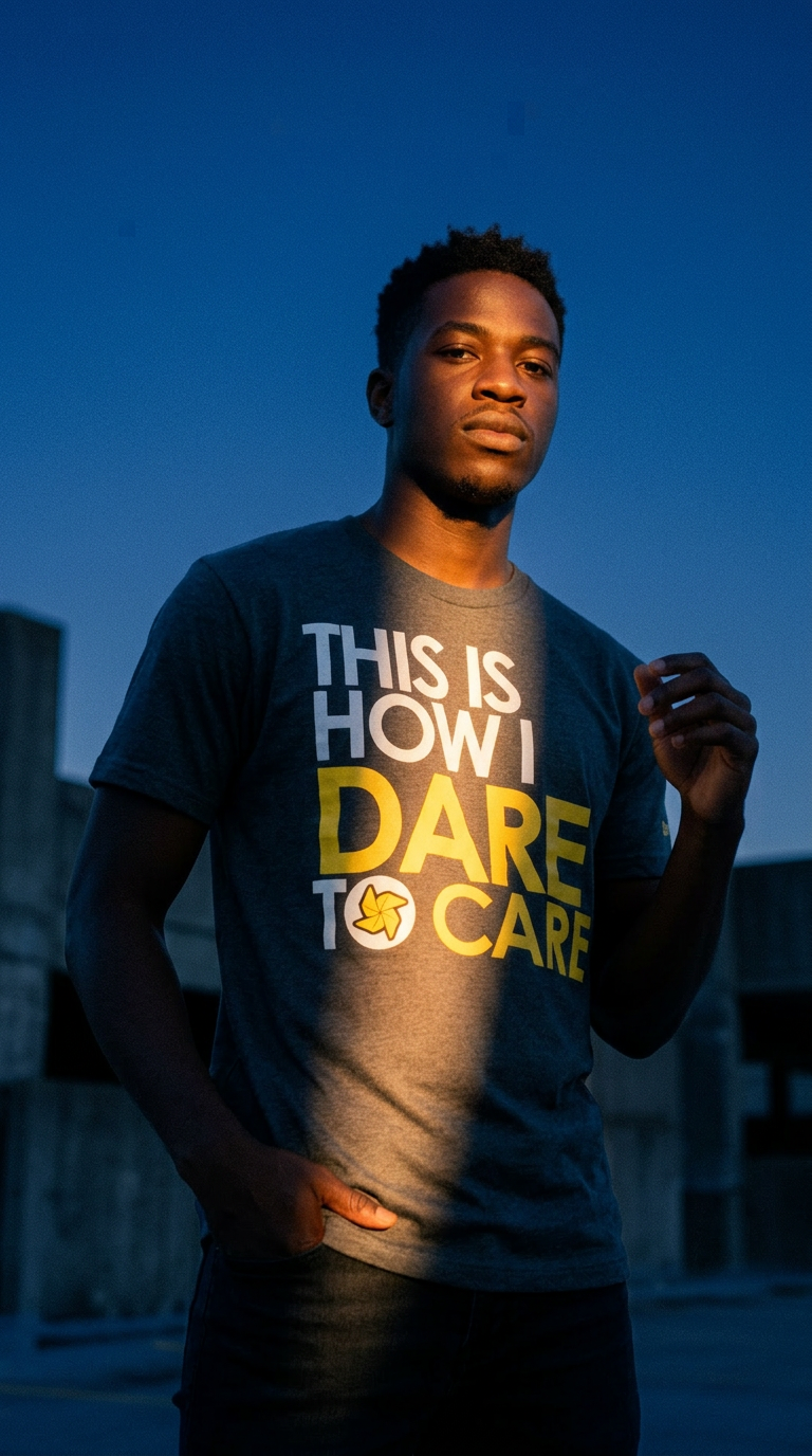 AI product shot of Dare To Care FosterClub Tee