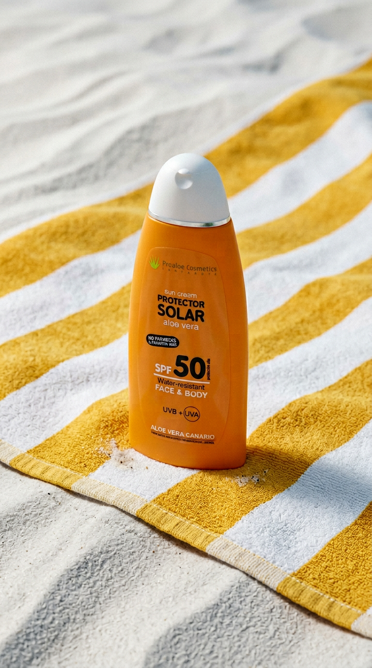 AI product shot of Protector Solar con Aloe Vera SPF 50 200ml