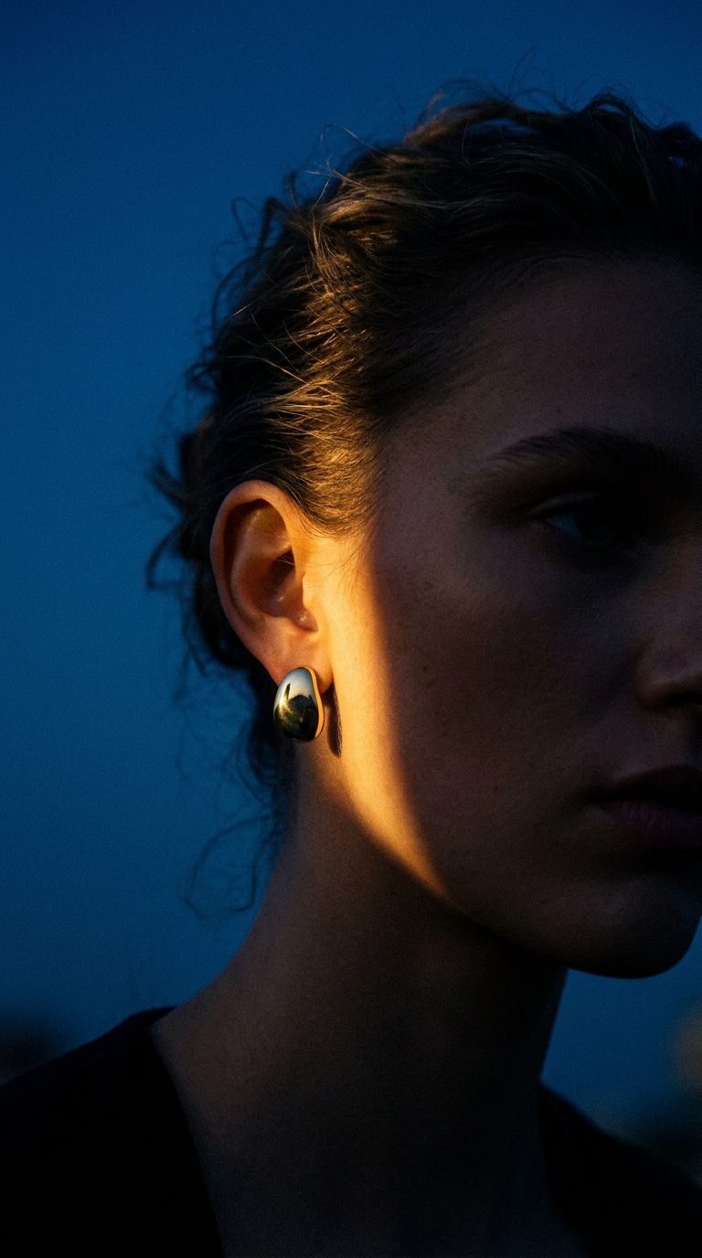 AI product shot of Waterproof Mini Pebble Studs in Gold