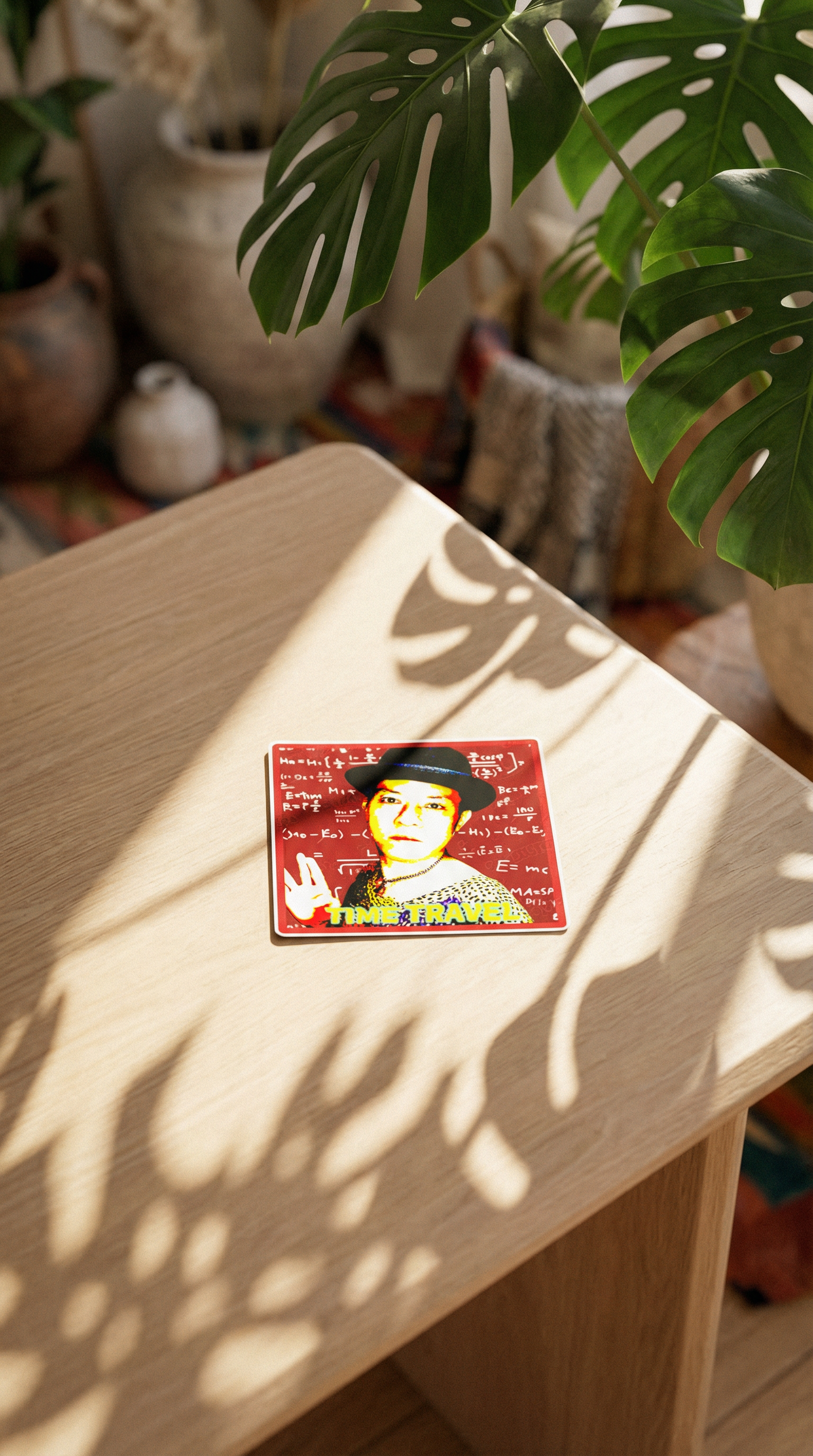 AI product shot of TIME TRAVEL ステッカー