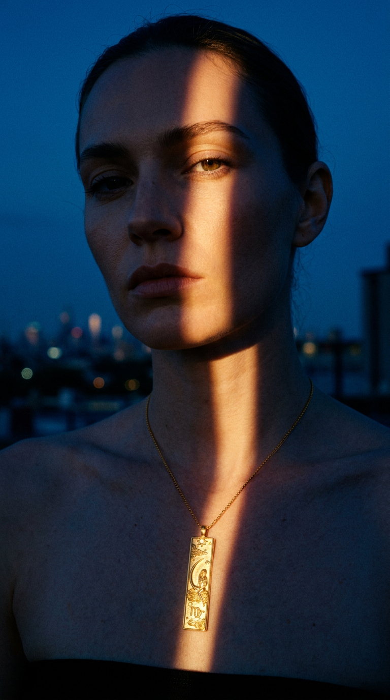 AI product shot of Zodiac Sign Necklace - Astrology - Gold