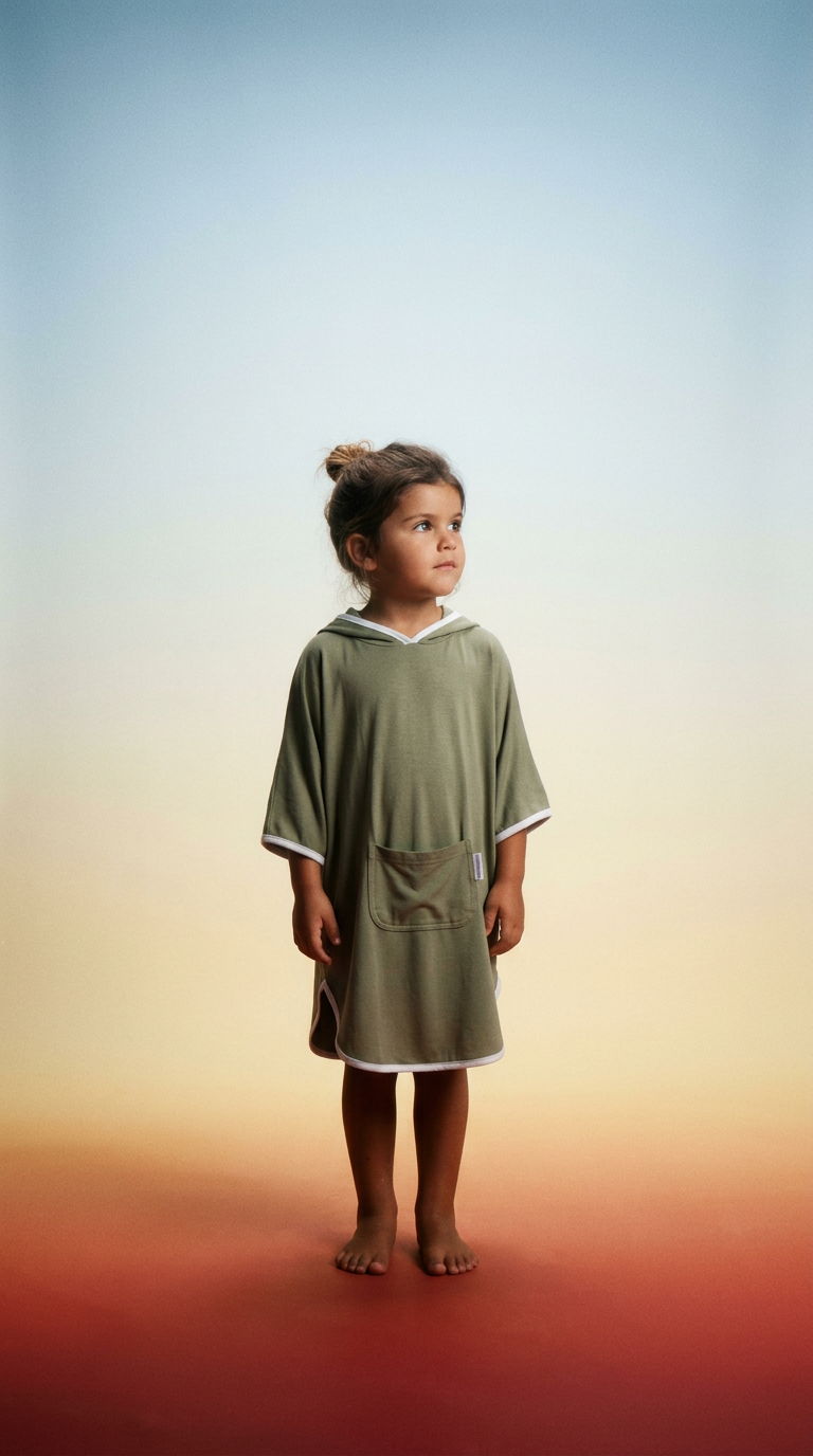 AI product shot of Beach Poncho - Olive Green