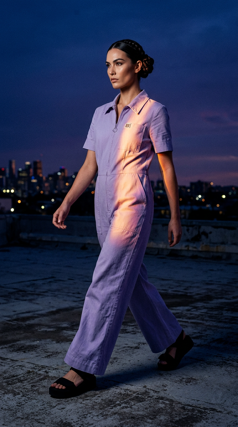 AI product shot of Stella Jumpsuit | Periwinkle Purple