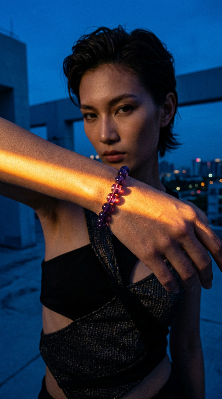 AI product shot of Brandan Beaded Kunsite Bracelet