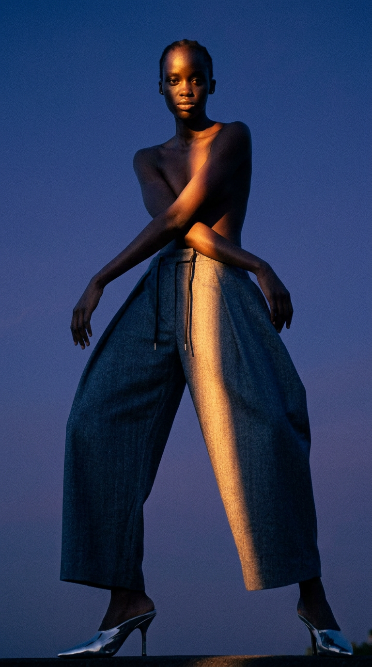 AI product shot of LE-P05／Limited Edition Dormeuil British Wool Tweed Cropped Form Pants／2COLORS