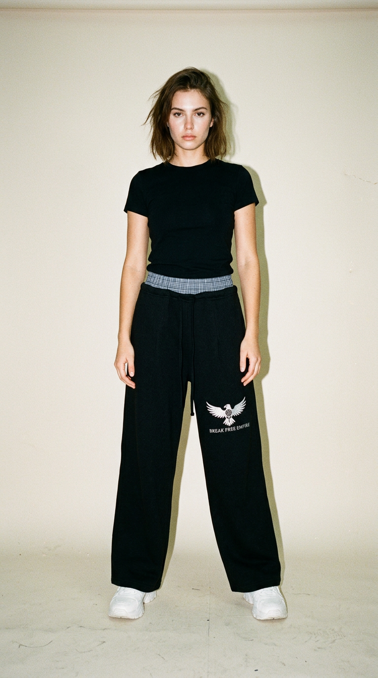 AI product shot of Break Free Empire Plaid Contrast Waist Pants | Phoenix Collection