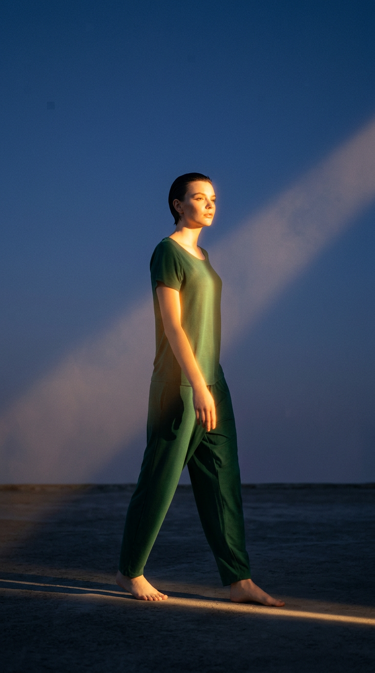 AI product shot of Women's T-Shirt & Pant Set - طقم تي شيرت & بنطلون نسائي