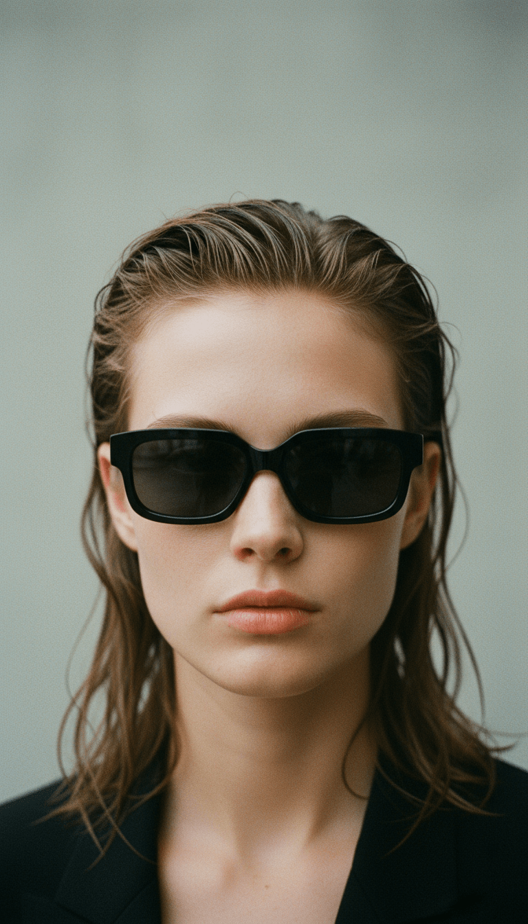 AI product shot of Sunvibe DUBAI Sunglasses Gloss Black