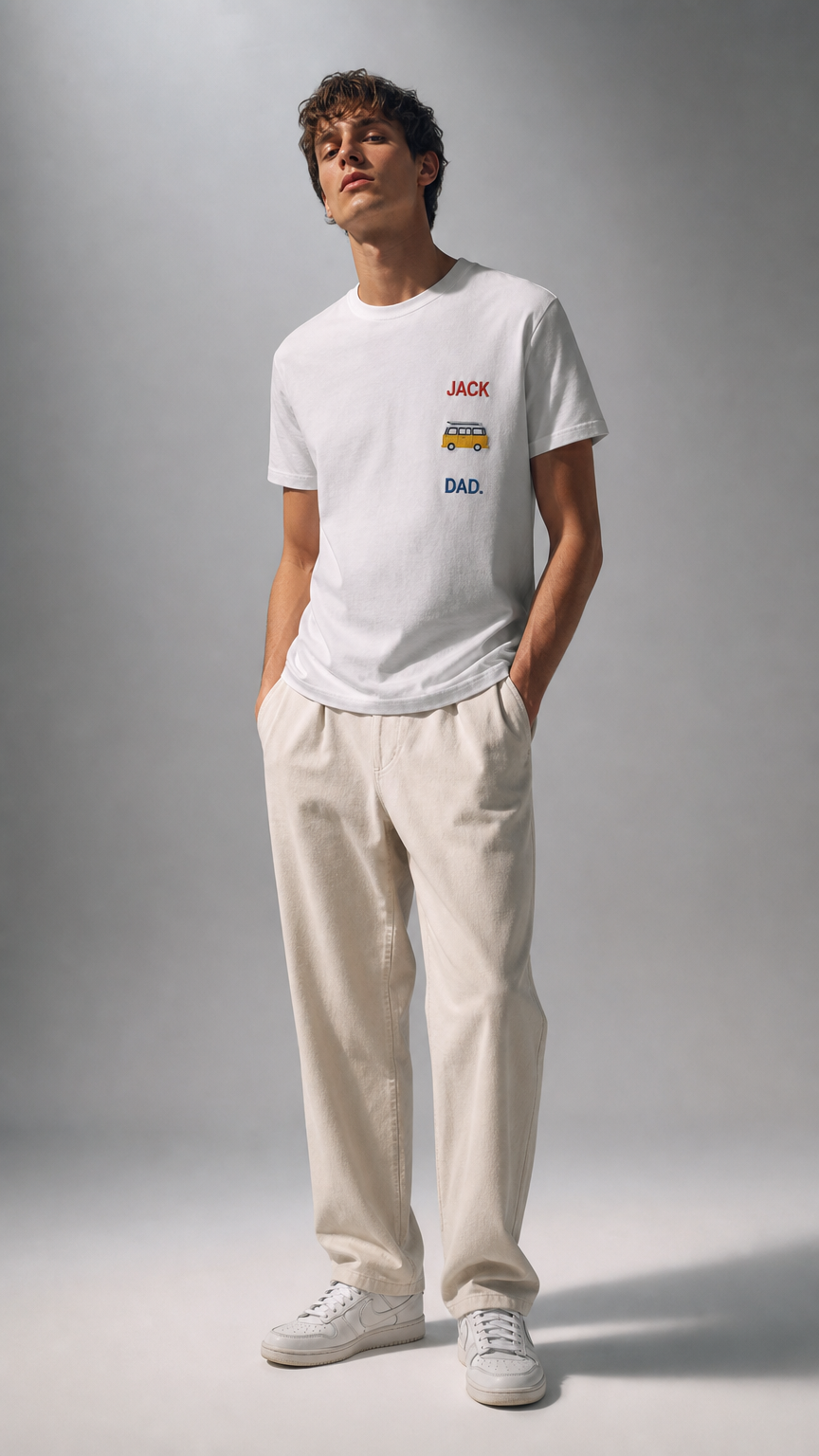 AI product shot of Oversized men tee | Cosy white